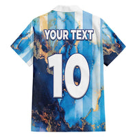 Custom Argentina Football Family Matching Off Shoulder Maxi Dress and Hawaiian Shirt La Albiceleste Marble Sky Version