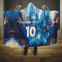 Custom Argentina Football Hooded Blanket La Albiceleste Marble Sky Version