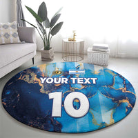 Custom Argentina Football Round Carpet La Albiceleste Marble Sky Version