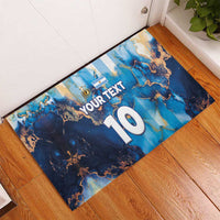 Custom Argentina Football Rubber Doormat La Albiceleste Marble Sky Version