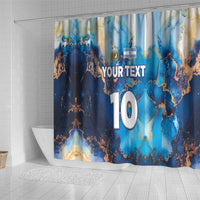 Custom Argentina Football Shower Curtain La Albiceleste Marble Sky Version