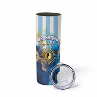 Custom Argentina Football Skinny Tumbler La Albiceleste Marble Sky Version