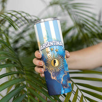 Custom Argentina Football Skinny Tumbler La Albiceleste Marble Sky Version