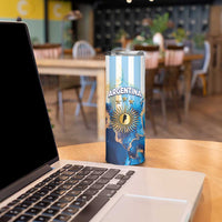Custom Argentina Football Skinny Tumbler La Albiceleste Marble Sky Version