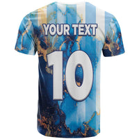 Custom Argentina Football T Shirt La Albiceleste Marble Sky Version