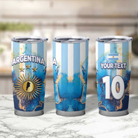 Custom Argentina Football Tumbler Cup La Albiceleste Marble Sky Version