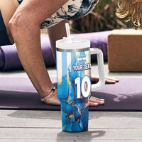Custom Argentina Football Tumbler With Handle La Albiceleste Marble Sky Version