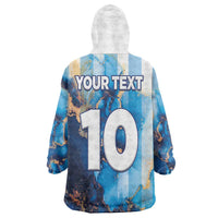 Custom Argentina Football Wearable Blanket Hoodie La Albiceleste Marble Sky Version