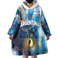 Custom Argentina Football Wearable Blanket Hoodie La Albiceleste Marble Sky Version