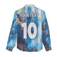 Custom Argentina Football Women Casual Shirt La Albiceleste Marble Sky Version