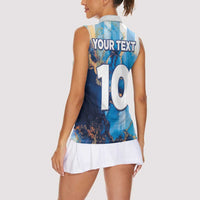 Custom Argentina Football Women Sleeveless Polo Shirt La Albiceleste Marble Sky Version