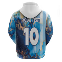 Custom Argentina Football Zip Hoodie La Albiceleste Marble Sky Version