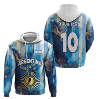 Custom Argentina Football Zip Hoodie La Albiceleste Marble Sky Version