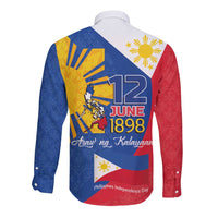 Philippines Independence Day Long Sleeve Button Shirt Araw ng Kalayaan Polynesian Sun and YAKAN Pattern