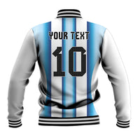 Custom Argentina Football Baseball Jacket Blokecore-La Albiceleste with Japanese Culture Embroidery Effect
