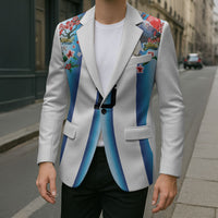 Custom Argentina Football Blazer Blokecore-La Albiceleste with Japanese Culture Embroidery Effect