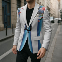 Custom Argentina Football Blazer Blokecore-La Albiceleste with Japanese Culture Embroidery Effect