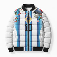 Custom Argentina Football Bomber Puffer Jacket Blokecore-La Albiceleste with Japanese Culture Embroidery Effect