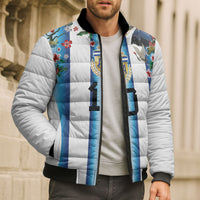 Custom Argentina Football Bomber Puffer Jacket Blokecore-La Albiceleste with Japanese Culture Embroidery Effect