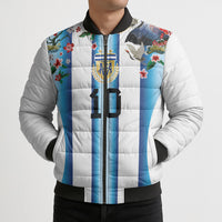 Custom Argentina Football Bomber Puffer Jacket Blokecore-La Albiceleste with Japanese Culture Embroidery Effect