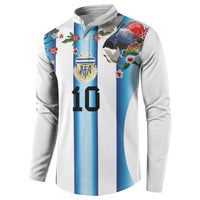 Custom Argentina Football Button Sweatshirt Blokecore-La Albiceleste with Japanese Culture Embroidery Effect