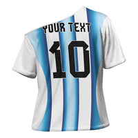 Custom Argentina Football Cross Shoulder Shirt Blokecore-La Albiceleste with Japanese Culture Embroidery Effect