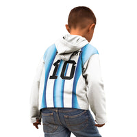 Custom Argentina Football Kid Hoodie Blokecore-La Albiceleste with Japanese Culture Embroidery Effect
