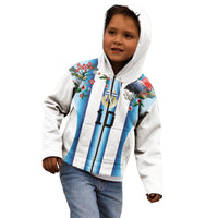 Custom Argentina Football Kid Hoodie Blokecore-La Albiceleste with Japanese Culture Embroidery Effect
