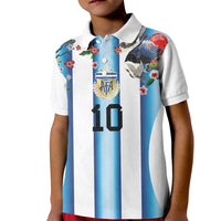 Custom Argentina Football Kid Polo Shirt Blokecore-La Albiceleste with Japanese Culture Embroidery Effect
