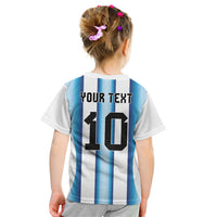 Custom Argentina Football Kid T Shirt Blokecore-La Albiceleste with Japanese Culture Embroidery Effect