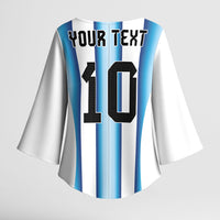 Custom Argentina Football Kimono Sleeve Blouse Blokecore-La Albiceleste with Japanese Culture Embroidery Effect