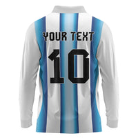 Custom Argentina Football Long Sleeve Polo Shirt Blokecore-La Albiceleste with Japanese Culture Embroidery Effect