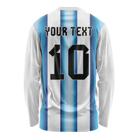 Custom Argentina Football Long Sleeve Shirt Blokecore-La Albiceleste with Japanese Culture Embroidery Effect