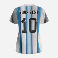 Custom Argentina Football Scrub Top Blokecore-La Albiceleste with Japanese Culture Embroidery Effect