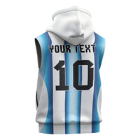 Custom Argentina Football Sleeveless Hoodie Blokecore-La Albiceleste with Japanese Culture Embroidery Effect