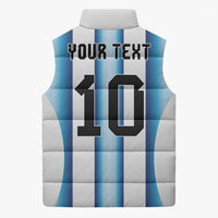 Custom Argentina Football Sleeveless Puffer Jacket Blokecore-La Albiceleste with Japanese Culture Embroidery Effect