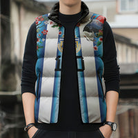 Custom Argentina Football Sleeveless Puffer Jacket Blokecore-La Albiceleste with Japanese Culture Embroidery Effect