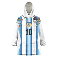 Custom Argentina Football Wearable Blanket Hoodie Blokecore-La Albiceleste with Japanese Culture Embroidery Effect