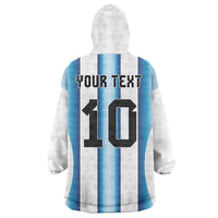 Custom Argentina Football Wearable Blanket Hoodie Blokecore-La Albiceleste with Japanese Culture Embroidery Effect