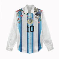 Custom Argentina Football Women Casual Shirt Blokecore-La Albiceleste with Japanese Culture Embroidery Effect