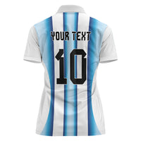Custom Argentina Football Women Polo Shirt Blokecore-La Albiceleste with Japanese Culture Embroidery Effect