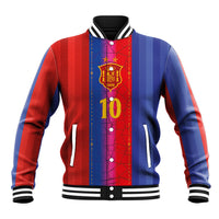 Custom Spain Football Baseball Jacket Blaugrana Mosaic-Inspired Barcelona Architecture