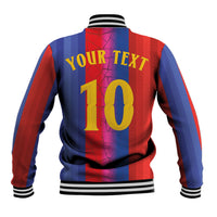 Custom Spain Football Baseball Jacket Blaugrana Mosaic-Inspired Barcelona Architecture