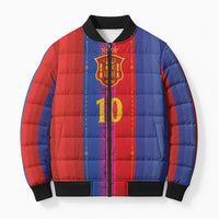 Custom Spain Football Bomber Puffer Jacket Blaugrana Mosaic-Inspired Barcelona Architecture