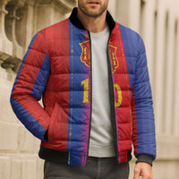 Custom Spain Football Bomber Puffer Jacket Blaugrana Mosaic-Inspired Barcelona Architecture