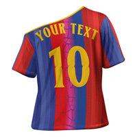 Custom Spain Football Cross Shoulder Shirt Blaugrana Mosaic-Inspired Barcelona Architecture