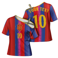 Custom Spain Football Cross Shoulder Shirt Blaugrana Mosaic-Inspired Barcelona Architecture