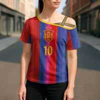 Custom Spain Football Cross Shoulder Shirt Blaugrana Mosaic-Inspired Barcelona Architecture
