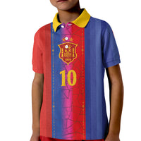 Custom Spain Football Kid Polo Shirt Blaugrana Mosaic-Inspired Barcelona Architecture