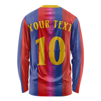 Custom Spain Football Long Sleeve Shirt Blaugrana Mosaic-Inspired Barcelona Architecture